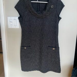 Dynamite Charcoal Knit Short Sleeve Sweater Dress chic cute sexy with spandex